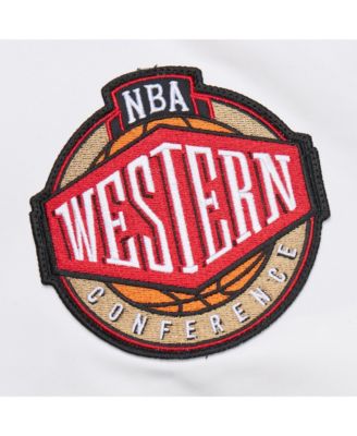 Men's White Golden State Warriors Hardwood Classics Nights Team Leader Satin Full-Zip Jacket