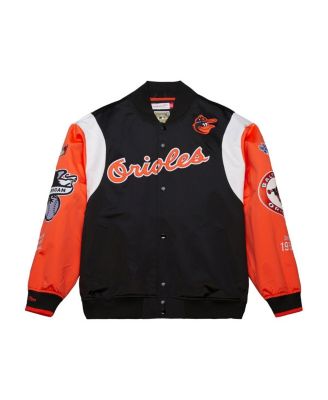 Men's Black/Orange Baltimore Orioles Cooperstown Collection Team Origins Satin Full-Snap Jacket