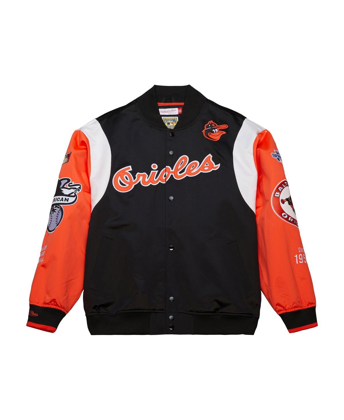 Mitchell & Ness Men's Black/orange Baltimore Orioles Cooperstown Collection Team Origins Satin Full-snap Jacket In Black,orange