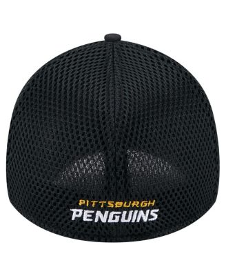 Men's Black Pittsburgh Penguins Linear Featherweight 39THIRTY Flex Hat