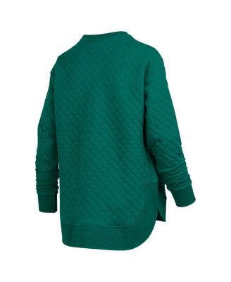 Women's Green Michigan State Spartans Quilted Long Sleeve Pullover Sweatshirt