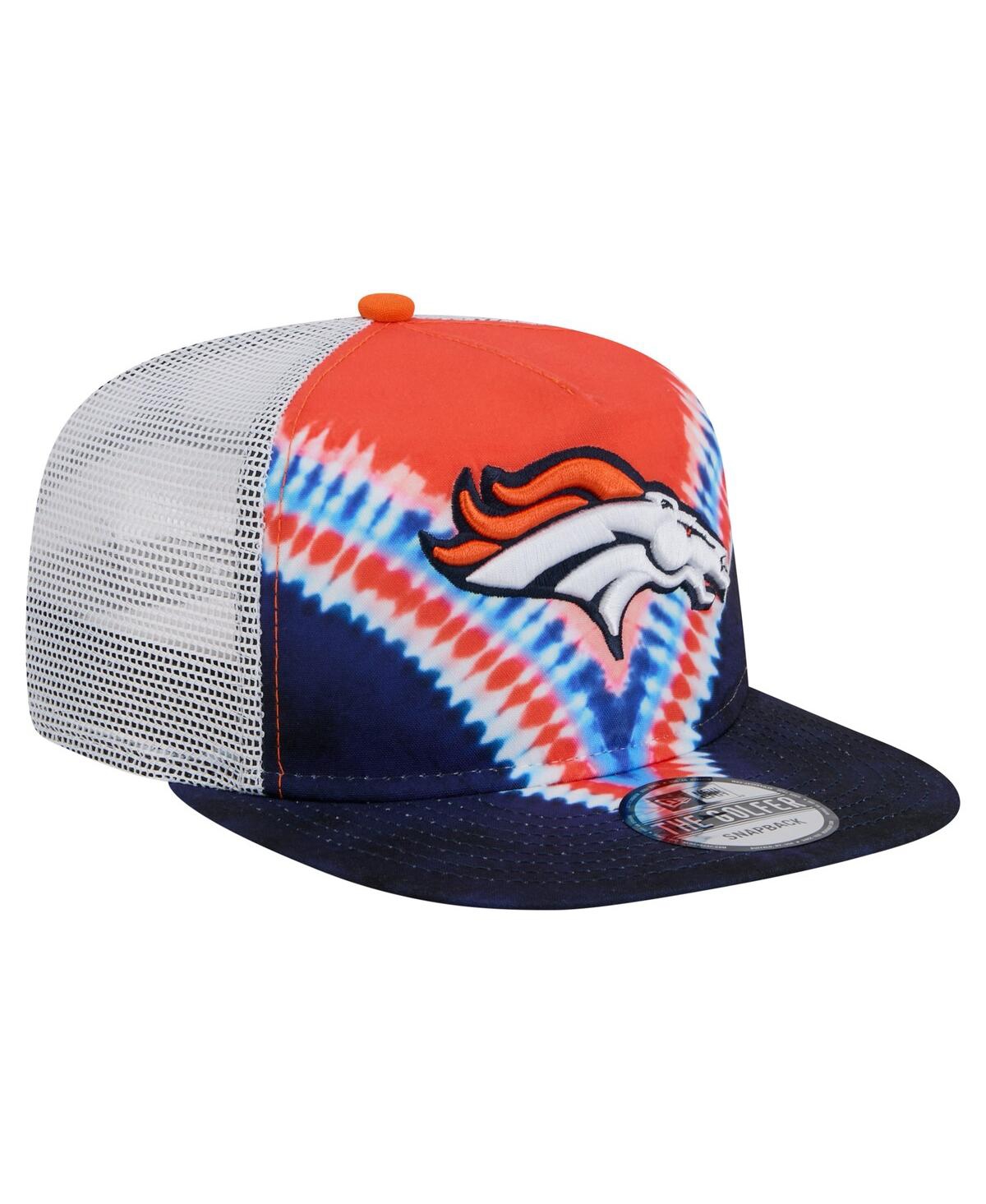 New Era Men's Orange/navy Denver Broncos Throwback Dye Golfer Snapback Hat In Orange,navy