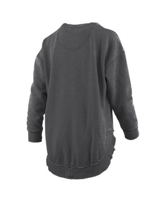 Women's Black Purdue Boilermakers Melange Poncho Vintage Fleece Long Sleeve Pullover Sweatshirt