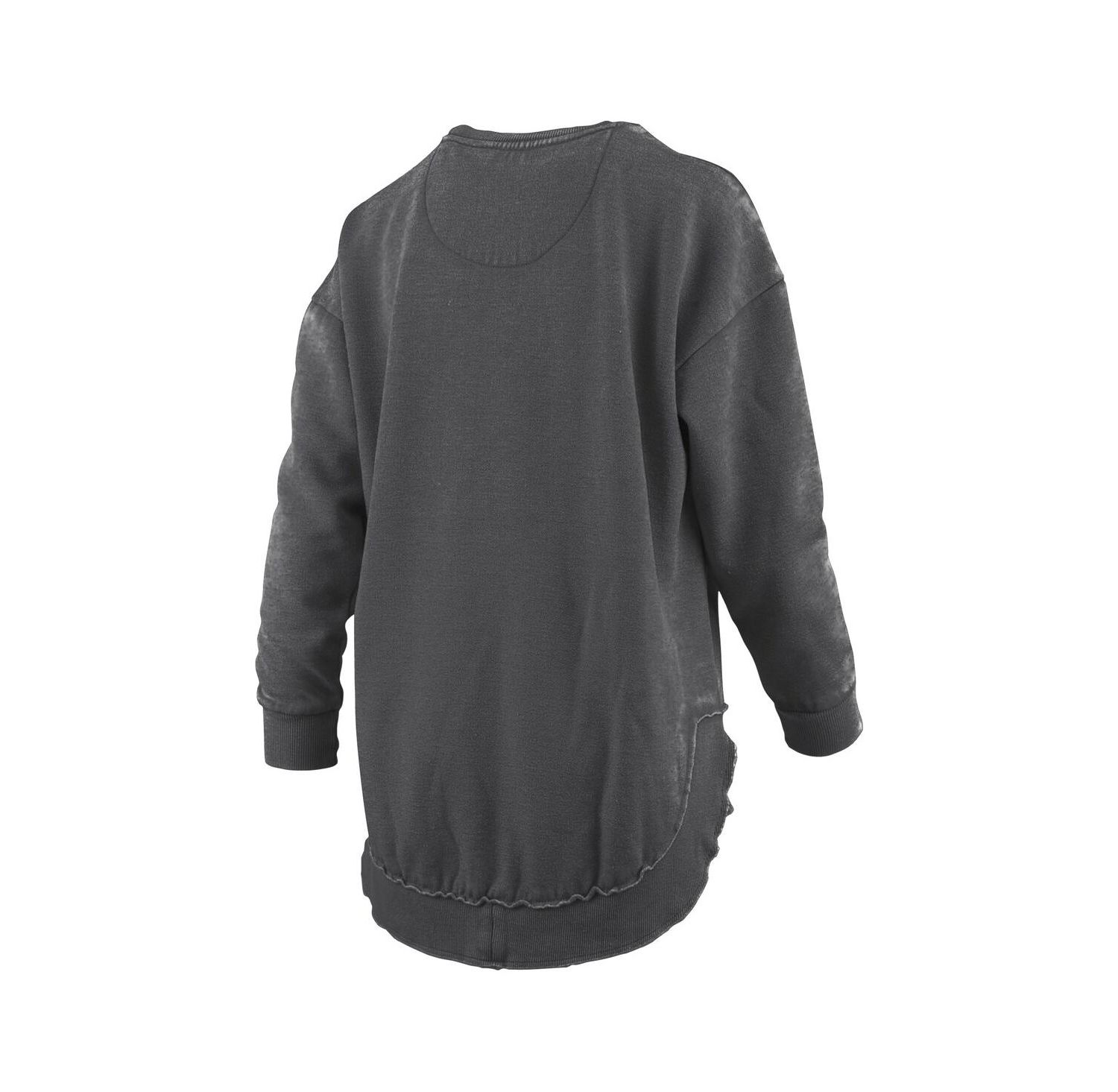 Women's Black Purdue Boilermakers Melange Poncho Vintage Fleece Long Sleeve Pullover Sweatshirt