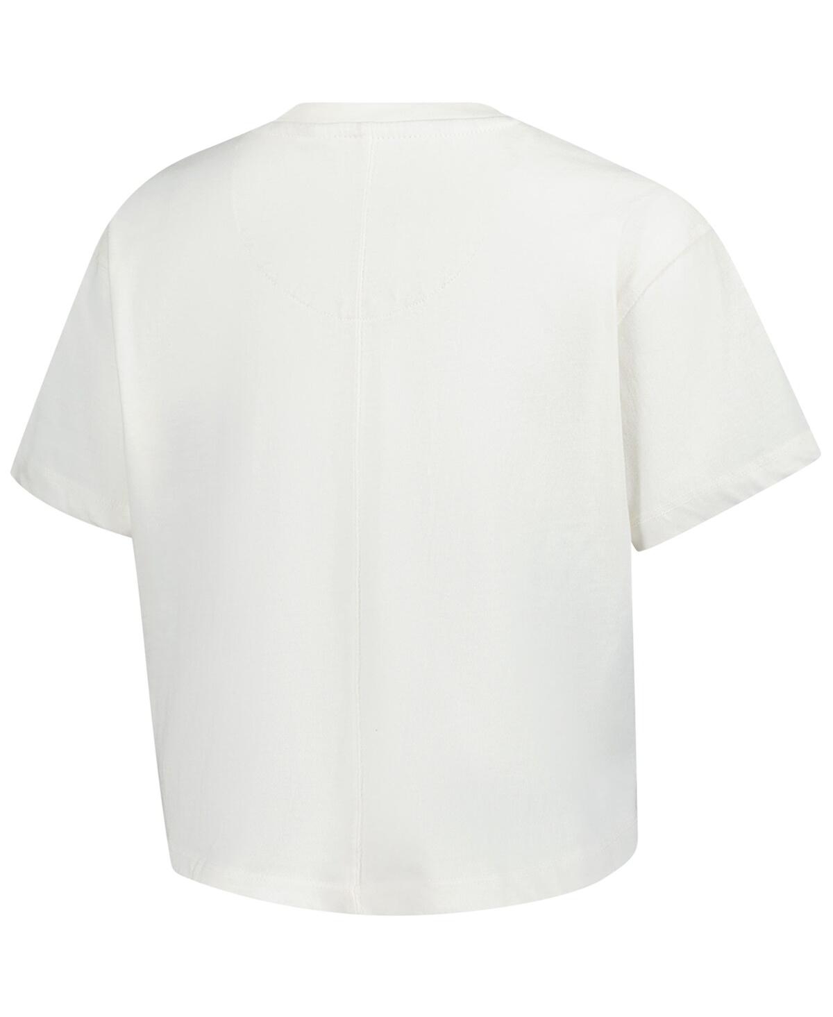 PRESSBOX WOMEN'S CREAM NOTRE DAME FIGHTING IRISH BUCKLER VINTAGE CROPPED T-SHIRT 