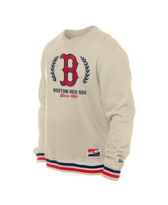 New Era Men's Cream Boston Red Sox Throwback Pullover Sweatshirt