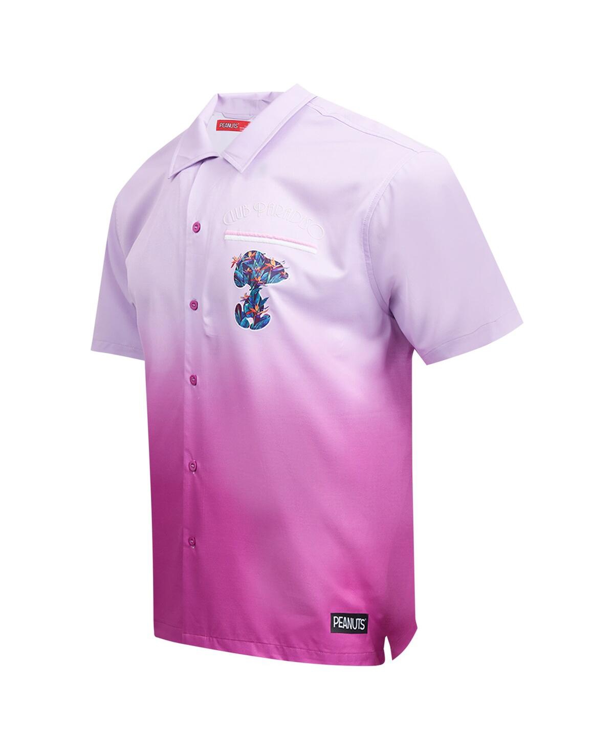 FREEZE MAX MEN'S PINK PEANUTS SNOOPY CLUB PARADISO DREAMS BUTTON-UP SHIRT 