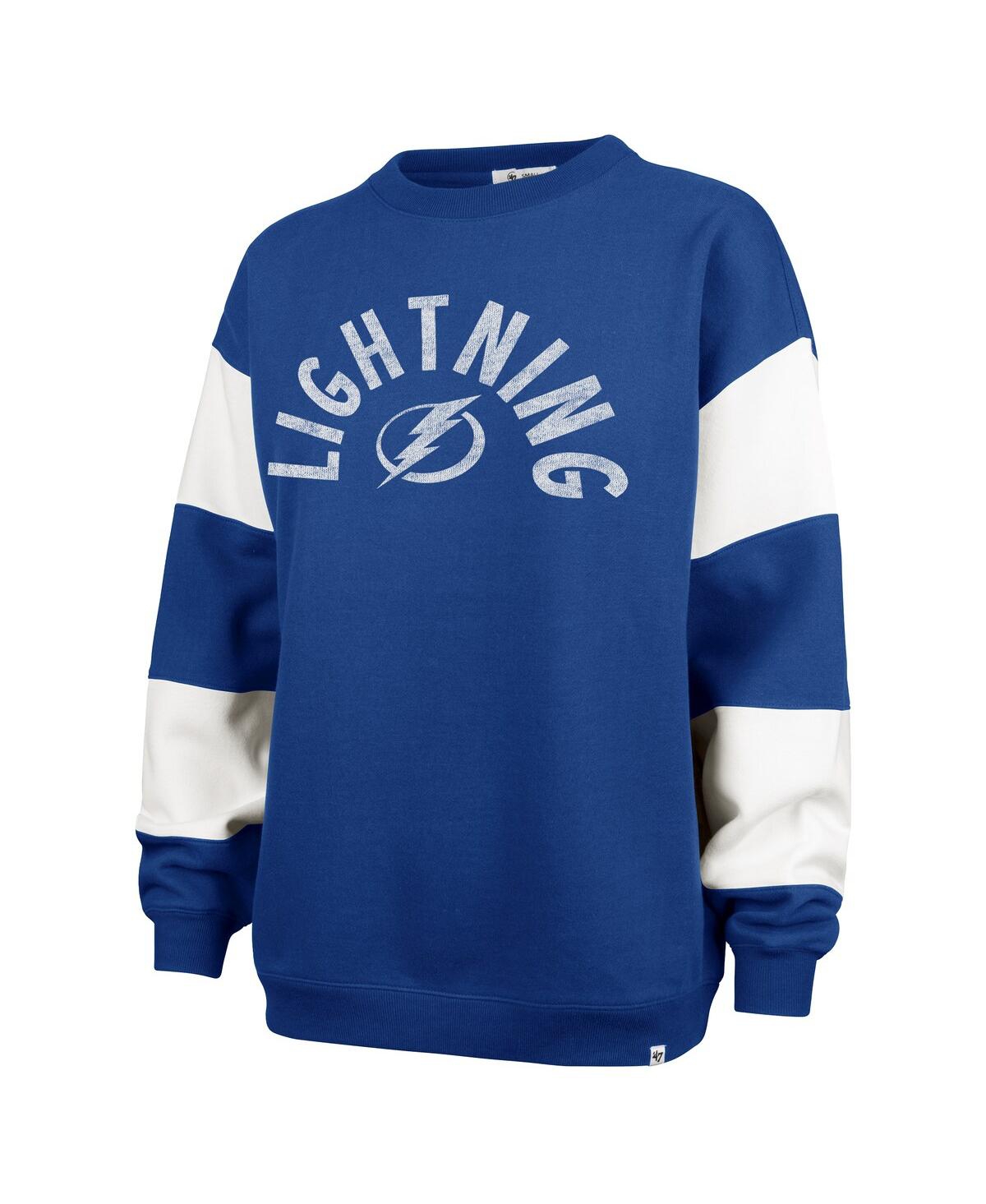 Shop 47 Brand Women's Blue Tampa Bay Lightning Eephus Barred Pullover Sweatshirt