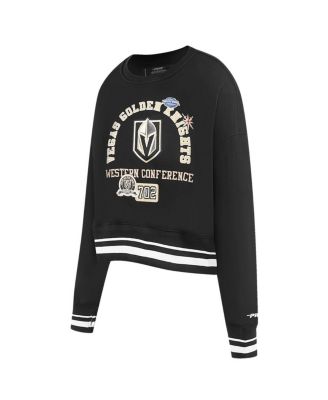 Women's Black Vegas Golden Knights Area Code Cropped Pullover Sweatshirt