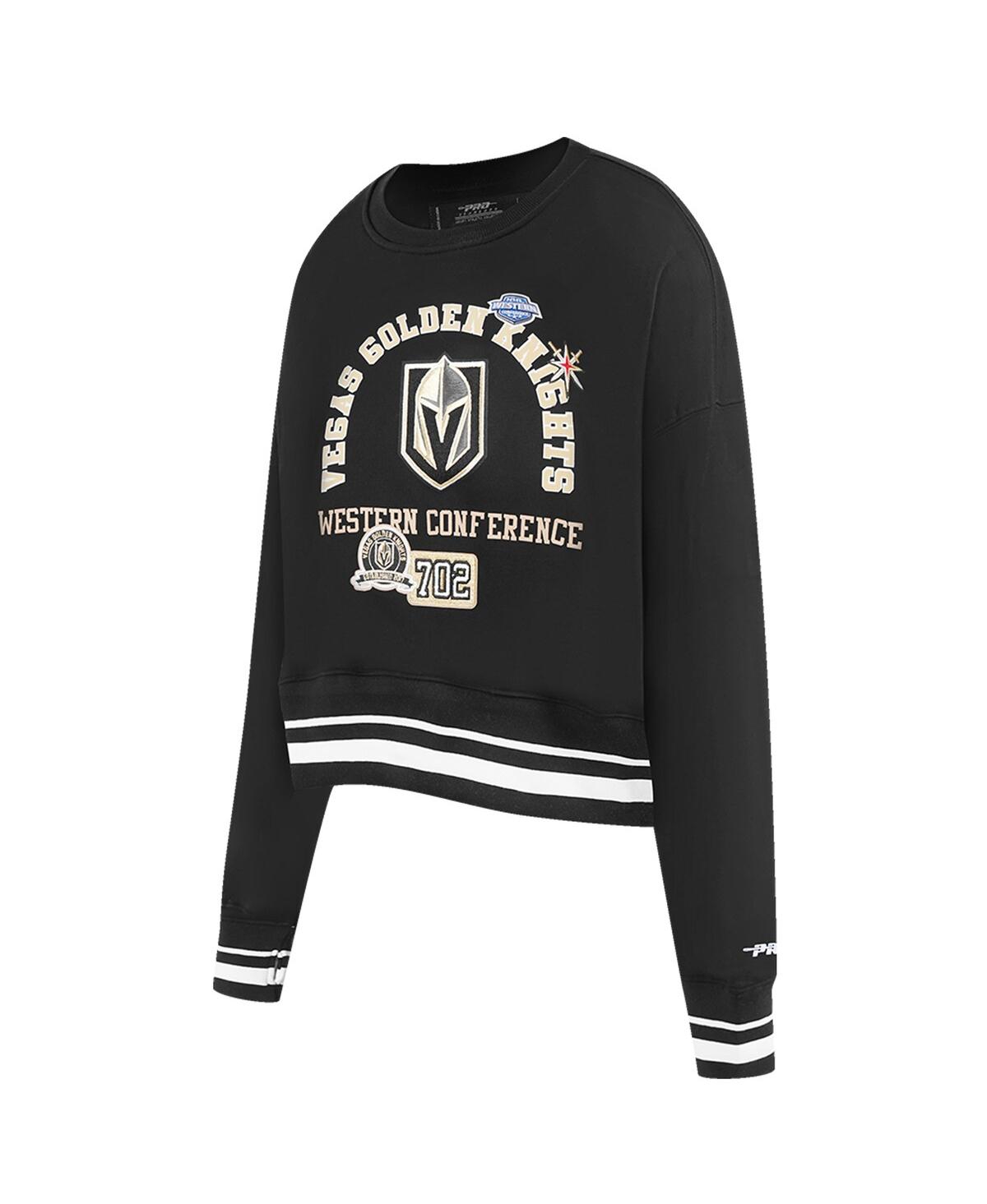 Shop Pro Standard Women's Black Vegas Golden Knights Area Code Cropped Pullover Sweatshirt