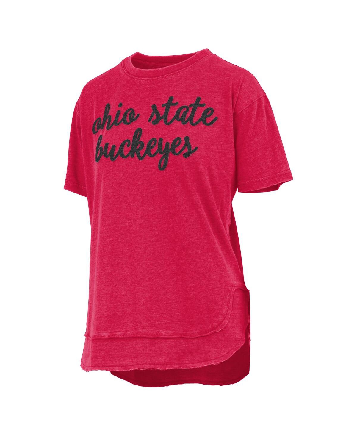 PRESSBOX WOMEN'S SCARLET OHIO STATE BUCKEYES PONCHO T-SHIRT 
