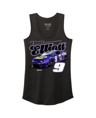 Women's Black Chase Elliott Name Number Racer Back Tri-Blend Tank Top