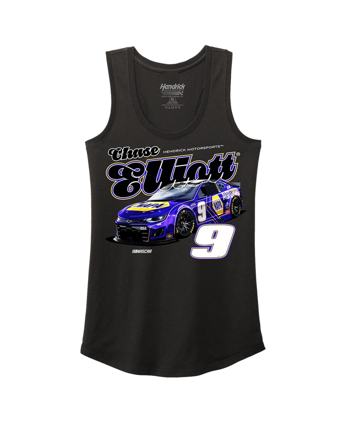 Hendrick Motorsports Team Collection Women's Black Chase Elliott Name Number Racer Back Tri-blend Tank Top In Black