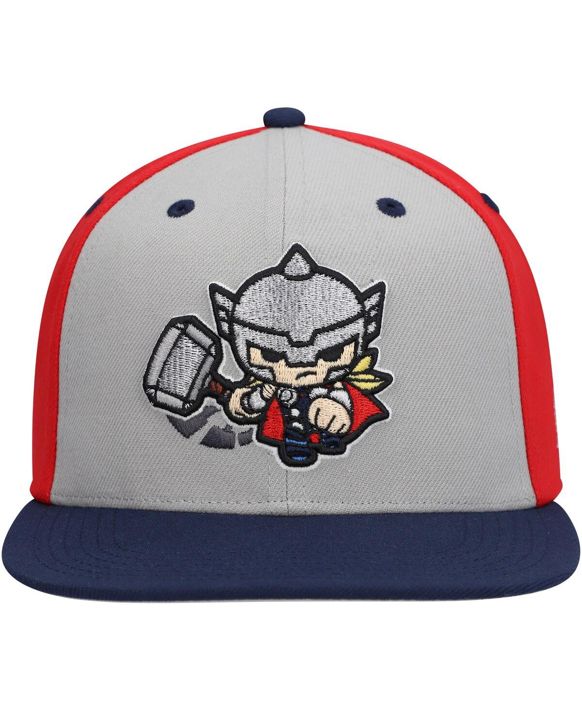 LIDS BIG BOYS AND GIRLS GRAY THOR CHIBI GLOW-IN-THE-DARK SNAPBACK HAT 