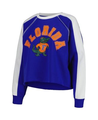 Women's Royal Florida Gators Blindside Raglan&nbsp;Cropped Pullover Sweatshirt