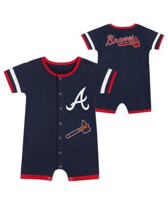 Outerstuff - Baby Boys and Girls 2-Piece Navy Atlanta Braves Double Hit Coverall Set