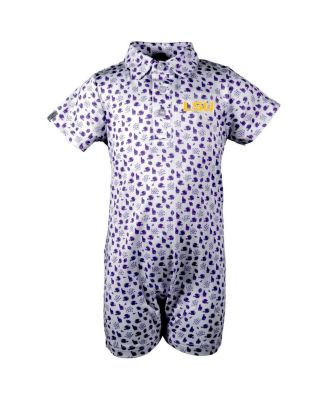 Garb - Baby Boys and Girls White LSU Tigers Earnest&nbsp;Polo Romper
