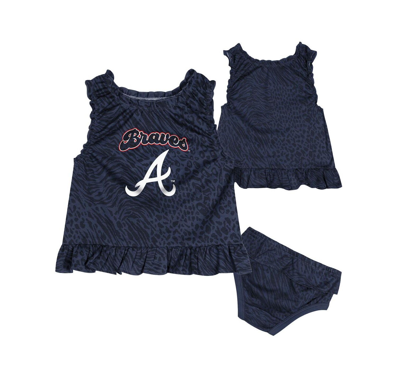 Baby Boys and Girls Navy Atlanta Braves Playground Dress Bloomers Set