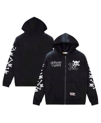 Freeze Max - Men's Black Looney Tunes Tweety Bones Hoodie Full-Zip Sweatshirt