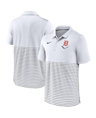 Nike - White/Gray Detroit Tigers Home Plate Striped Polo Shirt