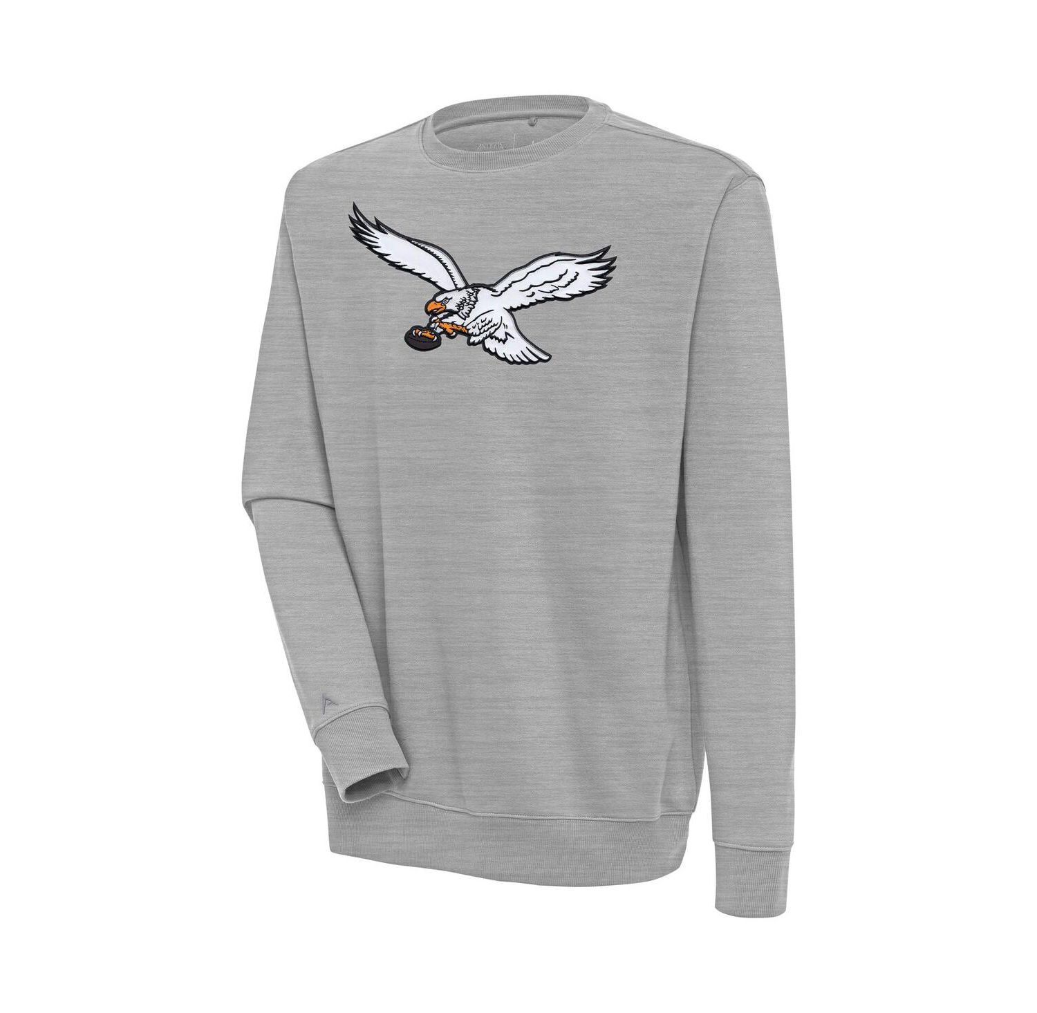 Men's Heather Gray Philadelphia Eagles Throwback Logo Victory Pullover Sweatshirt