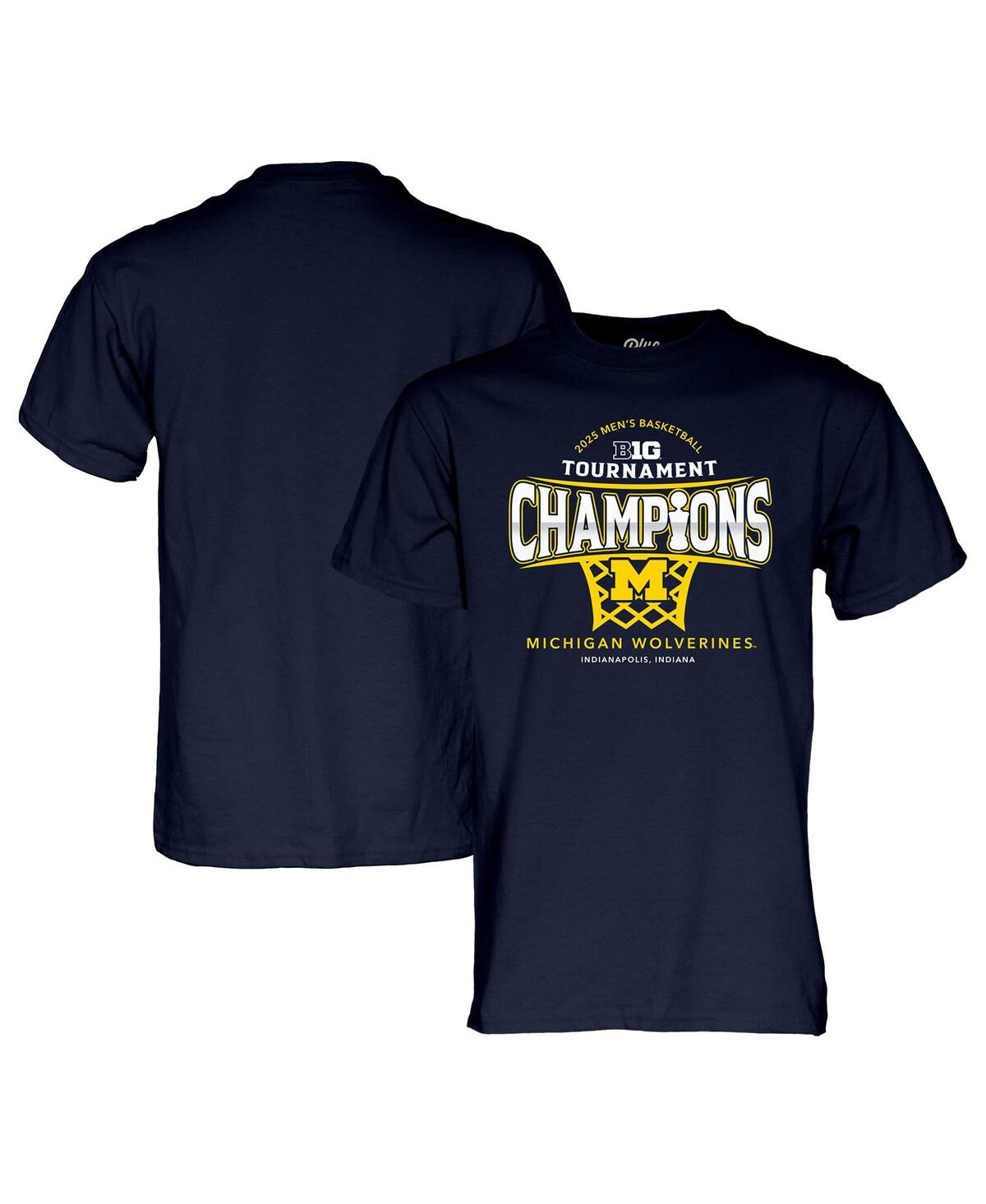 Men's Navy Michigan Wolverines 2025 Big Ten Men's Basketball Conference Tournament Champions Locker Room T-Shirt - Navy