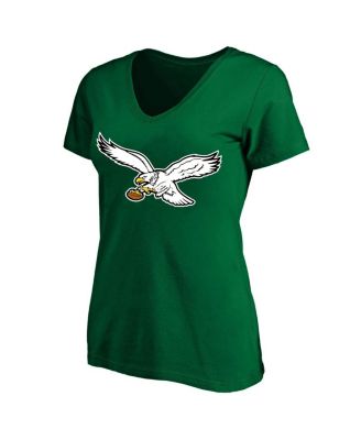 Women's Kelly Green Philadelphia Eagles Vintage Logo V-Neck T-Shirt