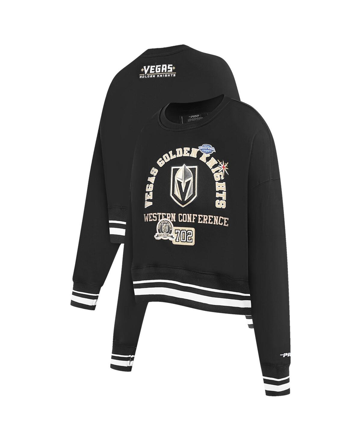 Shop Pro Standard Women's Black Vegas Golden Knights Area Code Cropped Pullover Sweatshirt