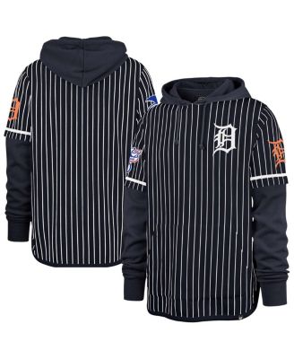 '47 Brand - Men's '47 Navy Detroit Tigers Pinstripe Double Header Pullover Hoodie