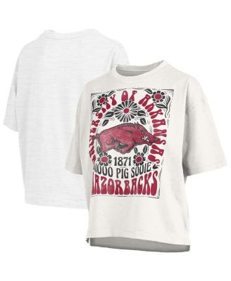 Pressbox - Women's White Arkansas Razorbacks Harmony Oversized T-Shirt