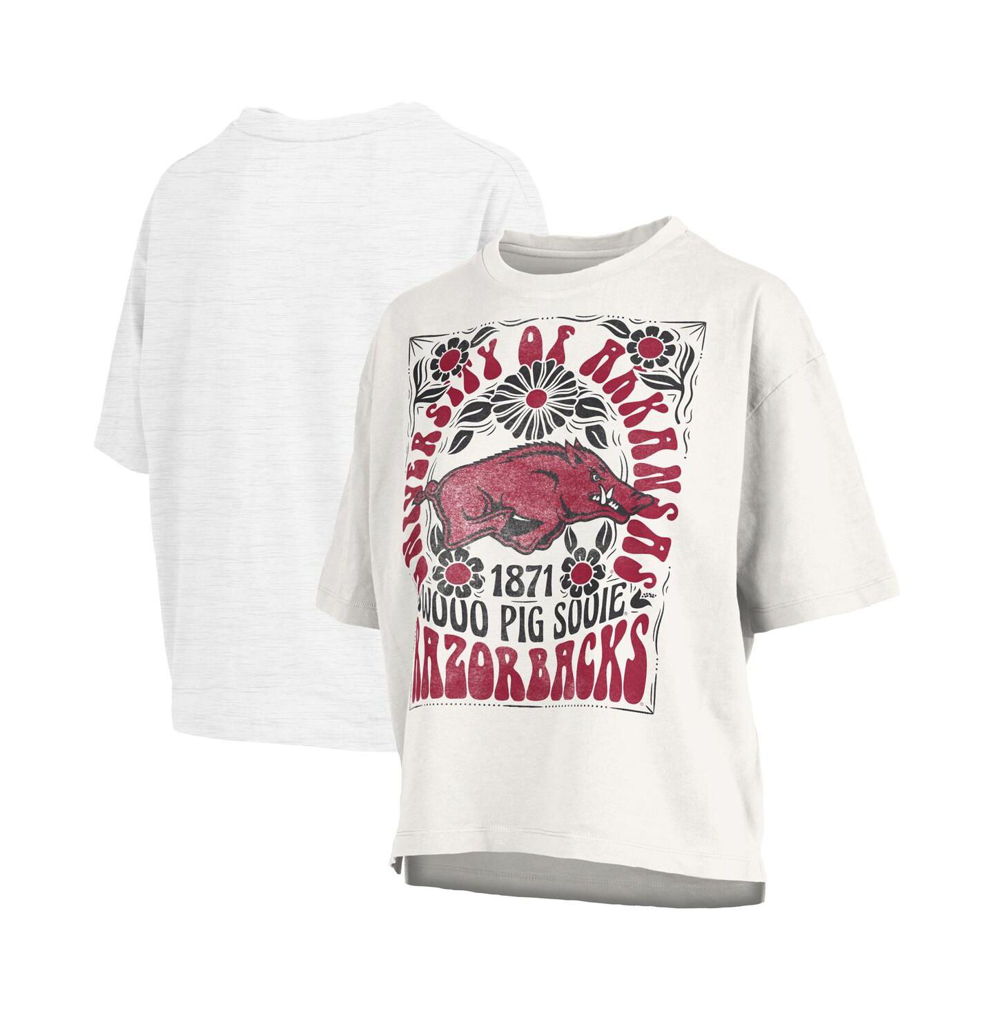 Женская футболка Pressbox White Arkansas Razorbacks Harmony Oversized — фото 1