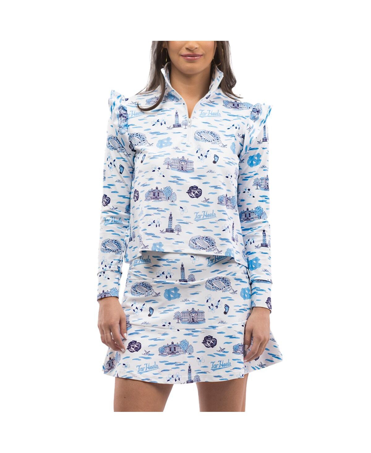 Women's Carolina Blue/White North Carolina Tar Heels Tailgate Grayson Quarter-Zip Top - Blue, White