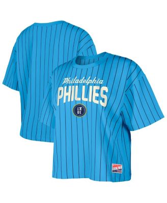 New Era - Women's Light Blue Philadelphia Phillies City Connect Multiplier Pinstripe Cropped T-Shirt