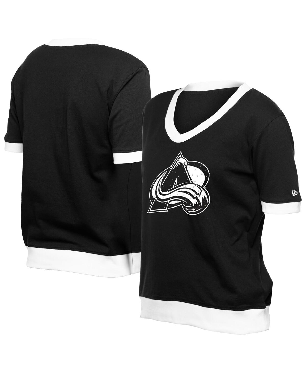 New Era Women's Black Colorado Avalanche Game Day Rhine Studs T-Shirt - Black