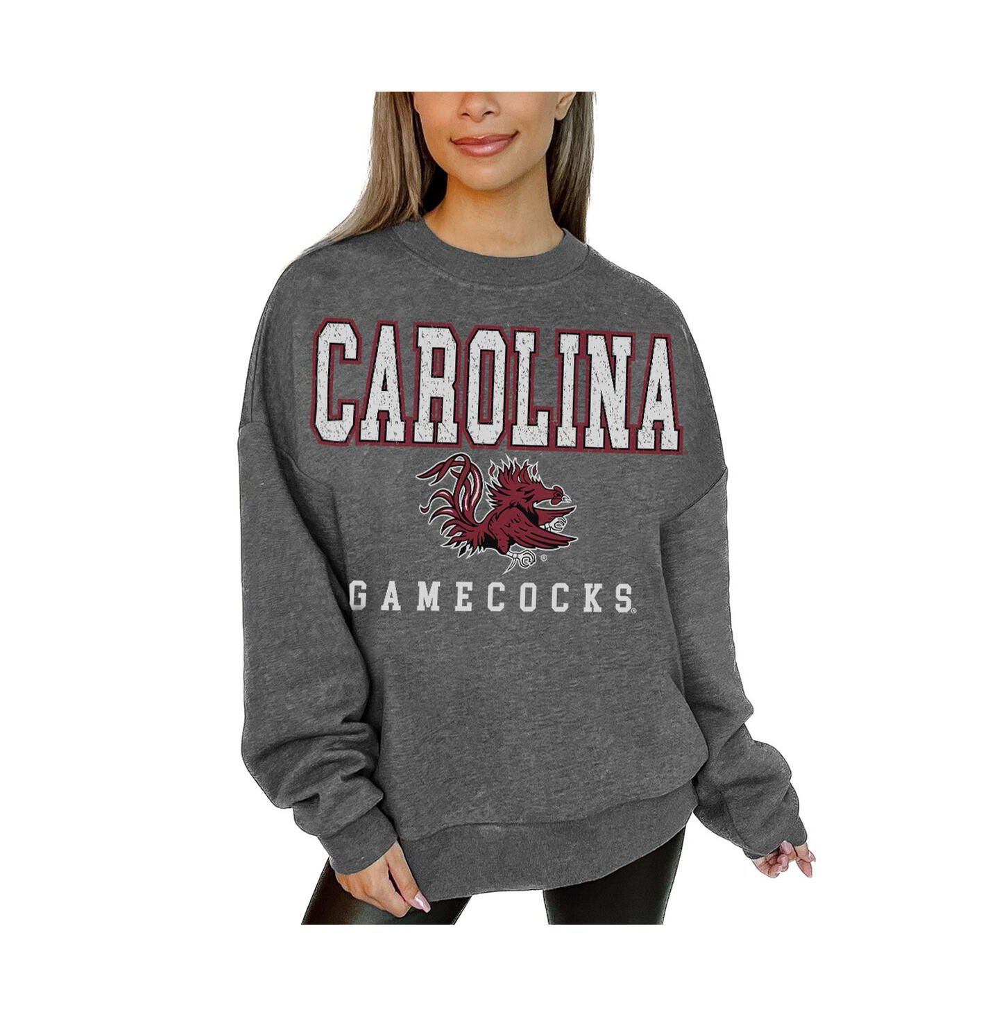 Женская толстовка Gameday Couture Heather Charcoal South Carolina Gamecocks Distressed Fleece Pullover — фото 1