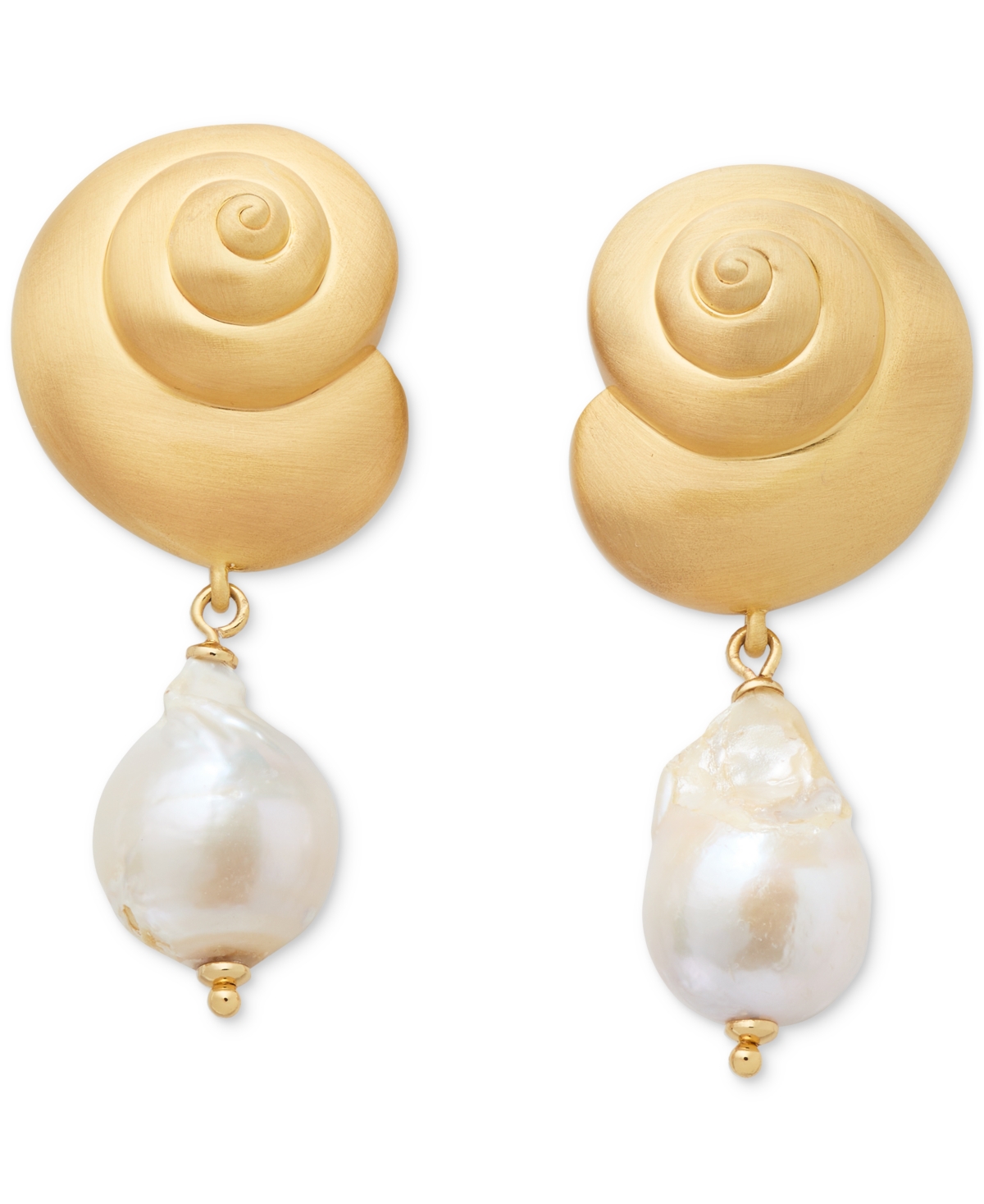 Shell & Freshwater Pearl Drop Earrings - Silver/pea