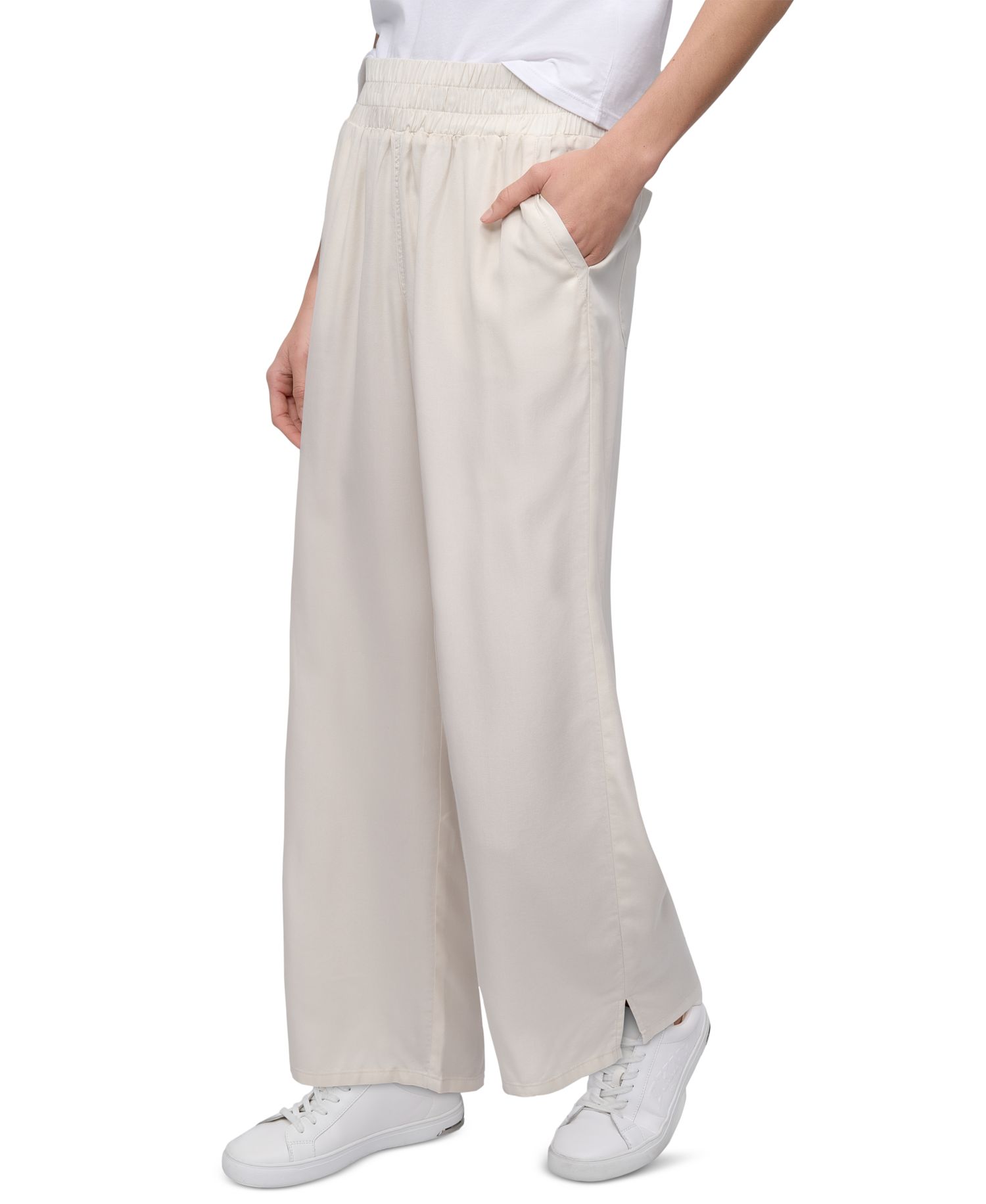 Petite Smocked-Waist Wide-Leg Pants