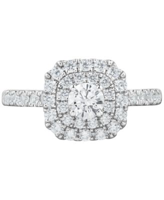 Diamond Cushion Shaped Round-Cut Multi Halo Engagement Ring (1 ct. t.w.) in 14k White Gold