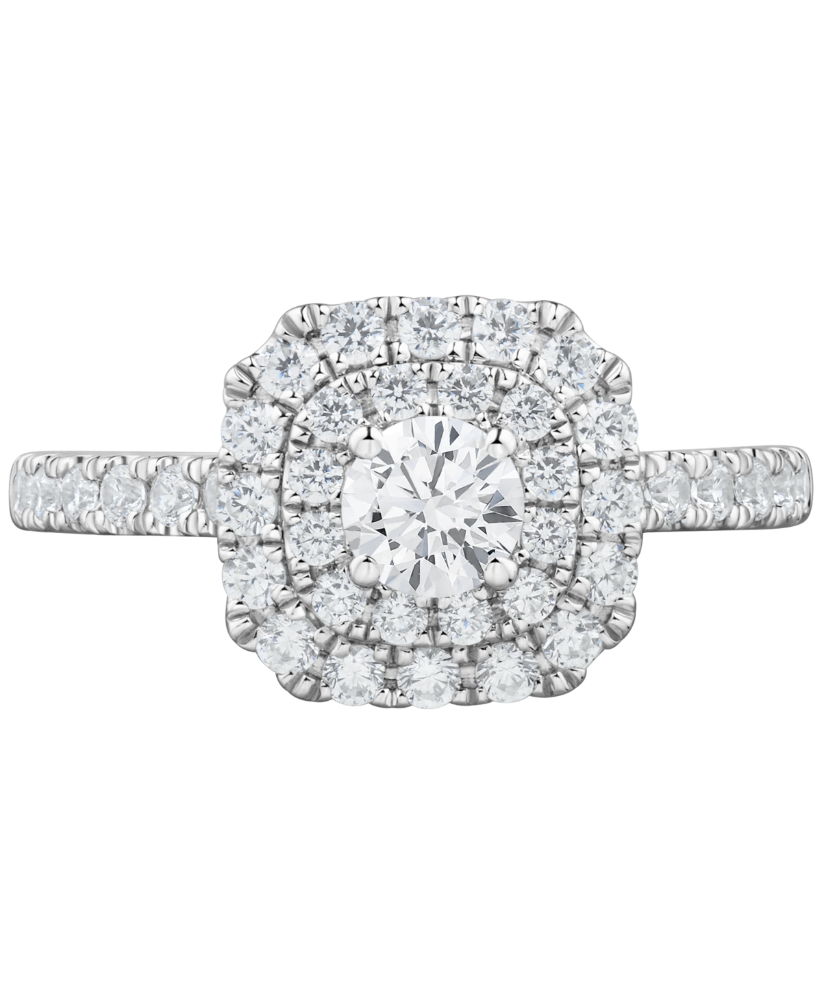 Macy's Diamond Cushion Shaped Round-cut Multi Halo Engagement Ring (1 Ct. T.w.) In 14k White Gold In White Gold