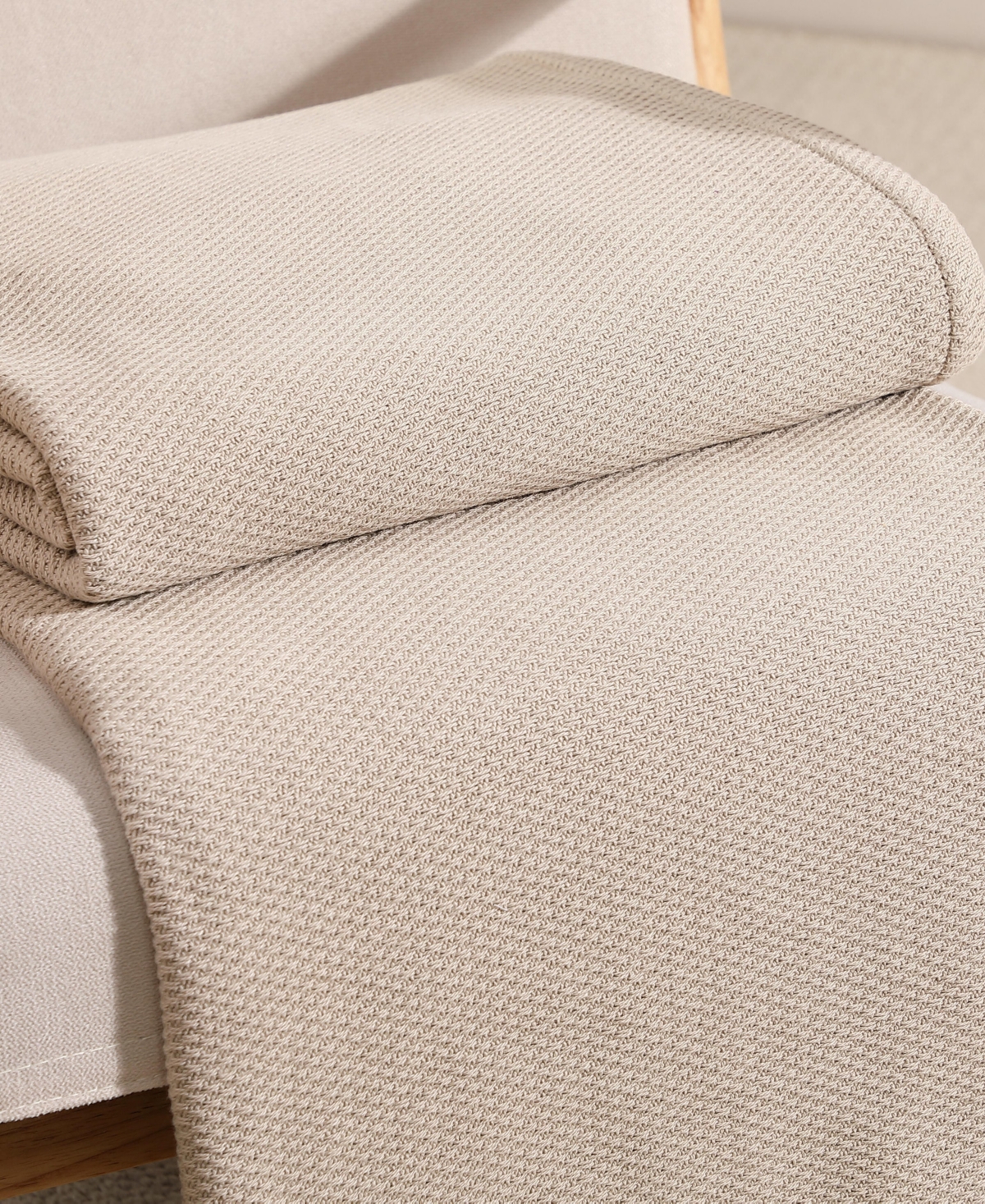 Tommy Hilfiger Solid Cotton Pique Blanket, Full/queen