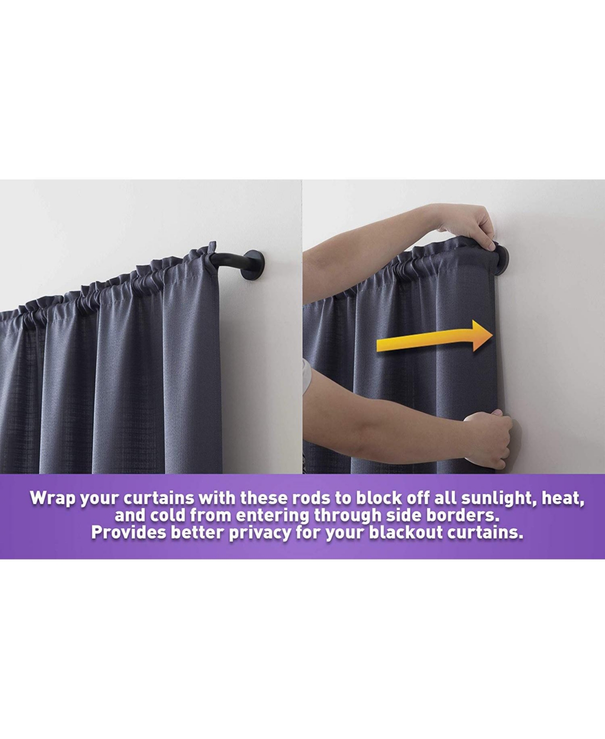 Hlc.me Wrap Around Room Darkening Grommet Curtain Rod - Adjustable Telescoping