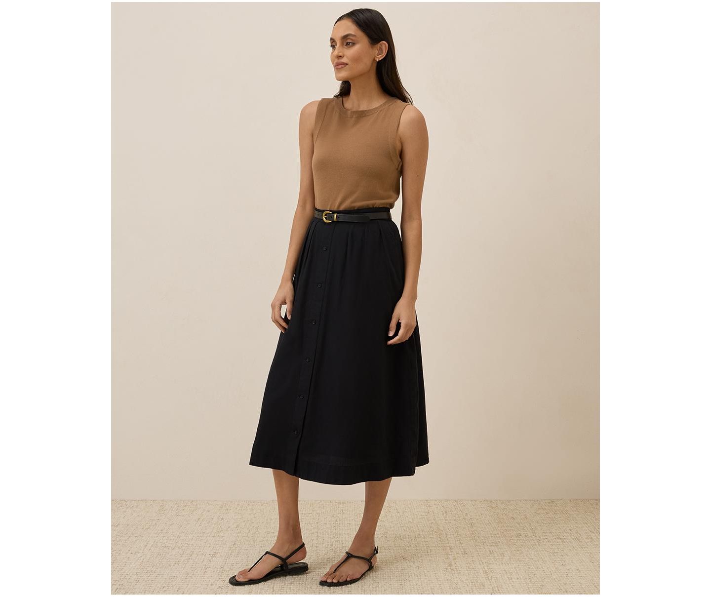 Женская юбка Pact Organic Cotton Sunset Lightweight Cotton Button, цвет: Чёрный — фото 2