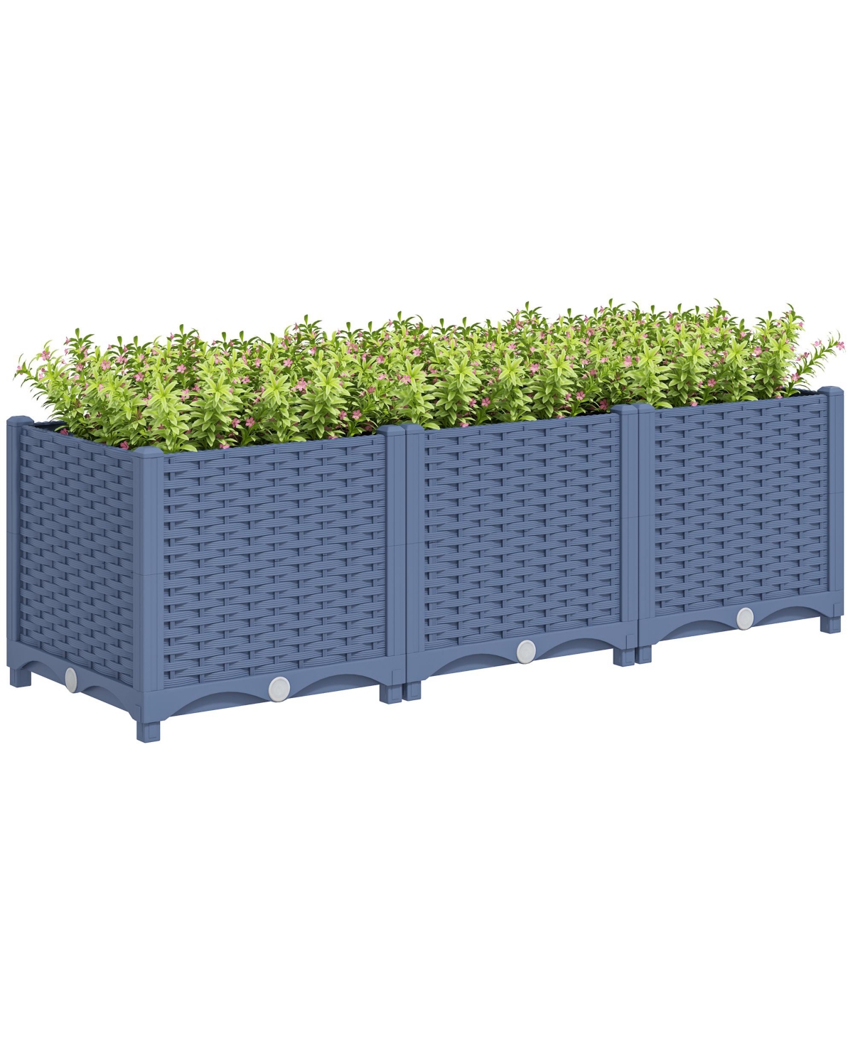 4 x 1 x 1 ft Plastic Garden Box w/Drainage Holes, - Blue