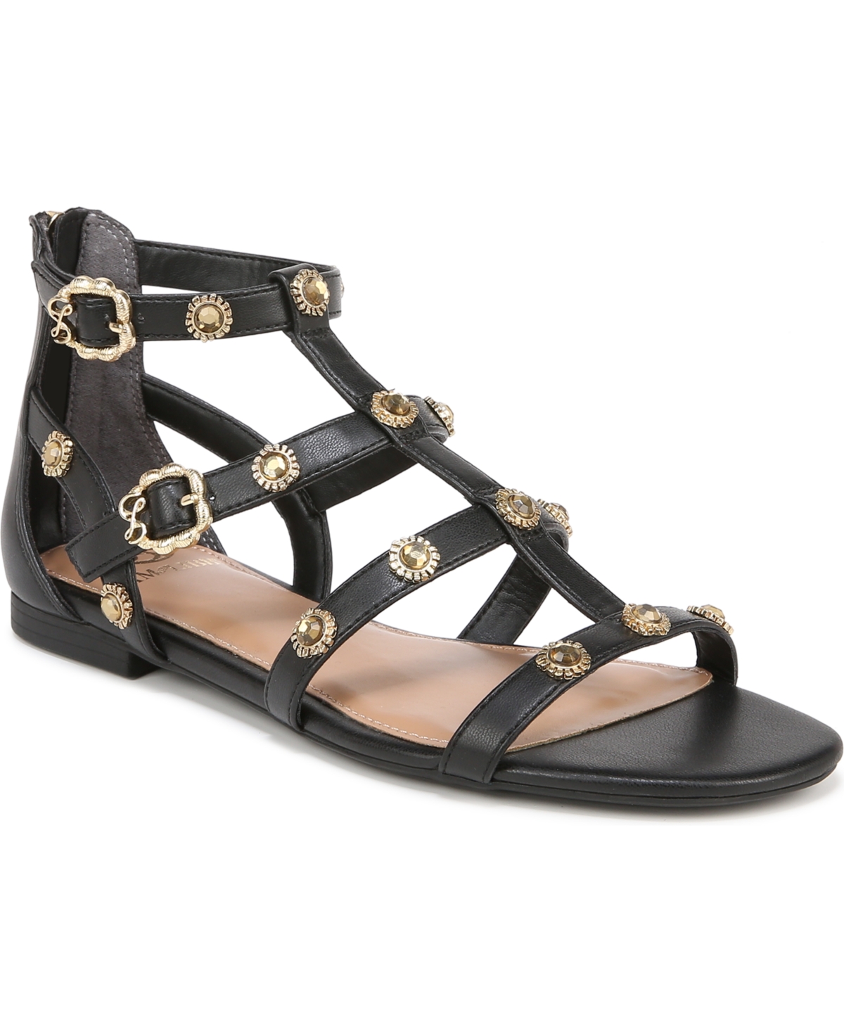 SAM & LIBBY WOMEN'S RHONDA STUDDED GLADIATOR FLAT SANDALS 
