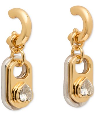 kate spade new york - Two-Tone Crystal Pop Tab Charm Hoop Earrings