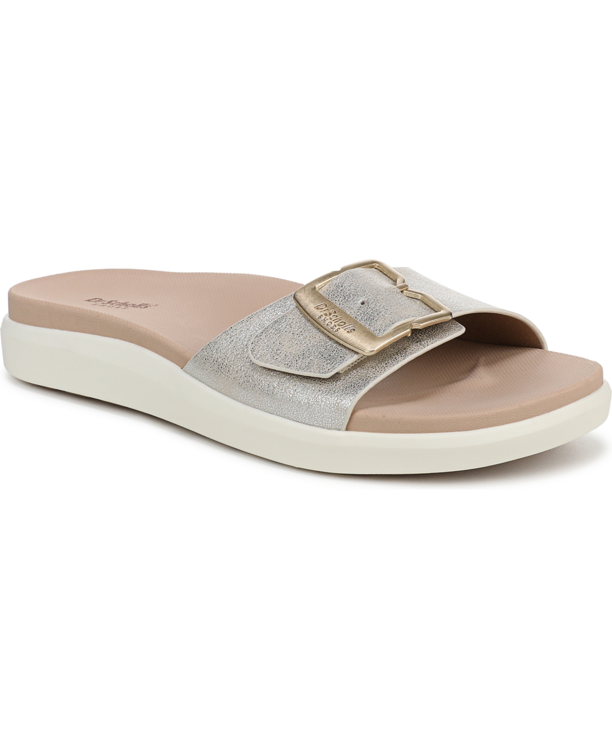 Women's All Right Round Toe Slide Sandals - Champagne Faux Leather
