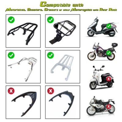 45L Universal Motorcycle Tour Tail Box Scooter Trunk Storage with Backrest Safety Lock