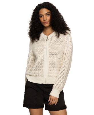 Women's Cotton Open-Knit Bomber Jacket