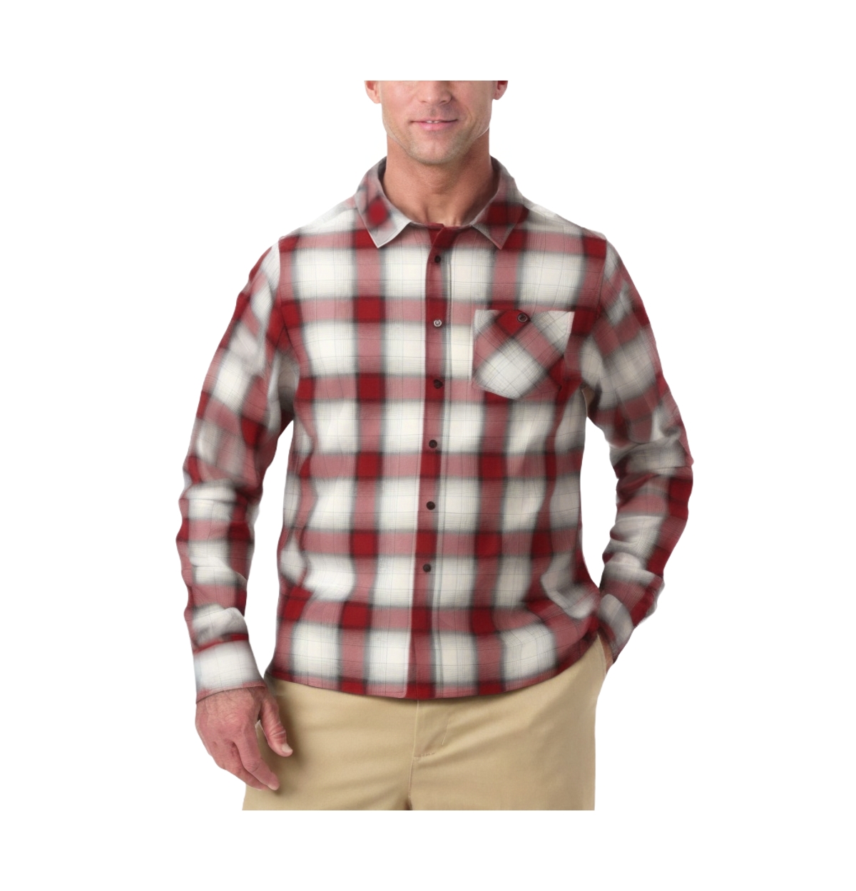 Big & Tall Stretch Flannel Shirt - Blue white plaid