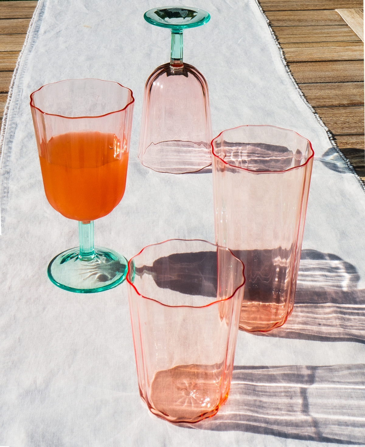 Tarhong Vines Etch Jumbo Glasses, Set Of 6 In Pink